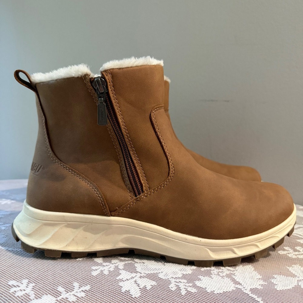 Khombu Sienna Boot Women 10 Brown Excellent Faux Fur Zip Ankle Winter 1720414